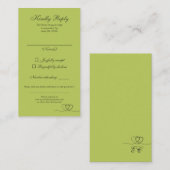 Citrus Green Elegant Calligraphy Wedding RSVP Card Visitekaartje (Voorkant / Achterkant)