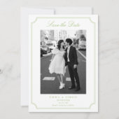 Citrus Green Elegant Frame Photo Save the Date Bedankkaart (Voorkant)