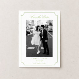 Citrus Green Elegant Frame Photo Save the Date Bedankkaart
