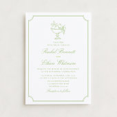 Citrus Green Elegant Frame Wedding Invitation Aankondiging