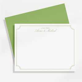 Citrus Green Elegant Minimalist Wedding Note Card Kaart