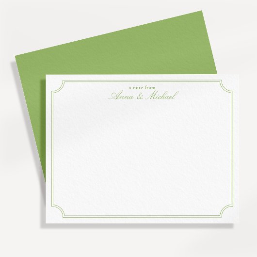 Citrus Green Elegant Minimalist Wedding Note Card Kaart