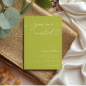 Citrus Green Heart Script 3 Photo Collage Wedding Kaart