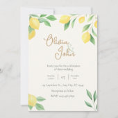 Citrus Green Lemon Wedding Invitation Photo Back Kaart (Voorkant)