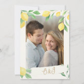 Citrus Green Lemon Wedding Invitation Photo Back Kaart (Achterkant)