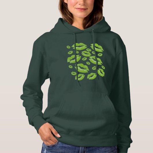 Citrus Green Lip Print Flirtatious Fun Hoodie (Voorkant)