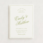 Citrus Green Modern Script Wedding Invitation Kaart