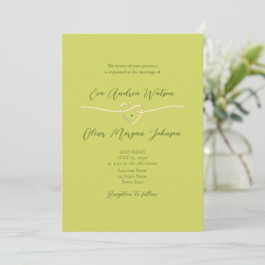 Citrus Green Photo QR Code Wedding Kaart (Staand voorkant)