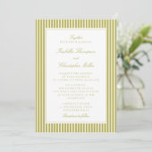 Citrus Green Stripe Classic Wedding Invitation Kaart (Staand voorkant)