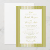 Citrus Green Stripe Classic Wedding Invitation Kaart (Voorkant / Achterkant)