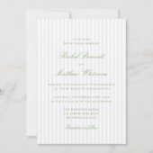 Citrus Green Stripe Elegant Wedding Invitation Kaart (Voorkant)