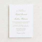 Citrus Green Stripe Elegant Wedding Invitation Kaart