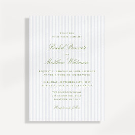 Citrus Green Stripe Elegant Wedding Invitation Kaart