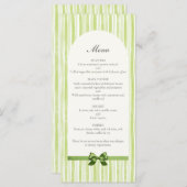 Citrus Green Striped Retro Wedding Menu (Voorkant / Achterkant)