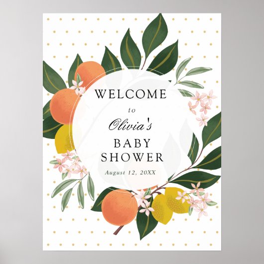 Citrus Greenery Baby shower Welkom Poster (Voorkant)
