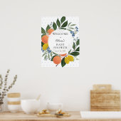 Citrus Greenery Blue Baby shower Welcome Sign Poster (Keuken)