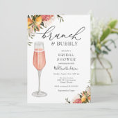Citrus Greenery Brunch en Bubble Vrijgezellenfeest Kaart (Staand voorkant)