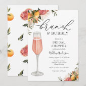 Citrus Greenery Brunch en Bubble Vrijgezellenfeest Kaart (Voorkant / Achterkant)