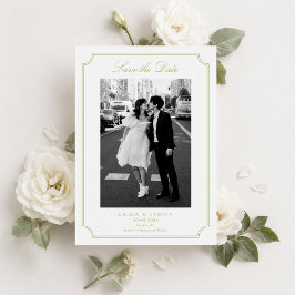 Citrus Groen Elegante Lijst Foto Save the Date Bedankkaart
