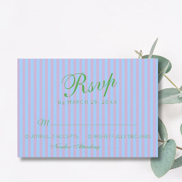 Citrus Groen Retro Blauw Roze Streep Bruiloft RSVP Kaartje