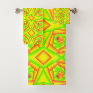Citrus groen Sinaasappel geel ombre abstract ontwe Bad Handdoek