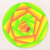 Citrus groen Sinaasappel geel ombre abstract ontwe Ronde Kartonnen Onderzetter (Voorkant)