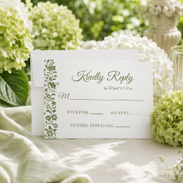 Citrus groene bloemige bruiloft RSVP kaartje