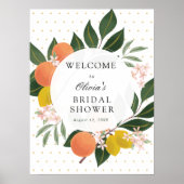 Citrus Groene Bruiloft Feestelijke Ontvangstbord Poster (Voorkant)