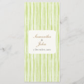 Citrus Groene Gestreepte Retro Bruiloft Menu (Achterkant)