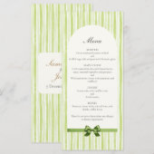 Citrus Groene Gestreepte Retro Bruiloft Menu (Voorkant / Achterkant)