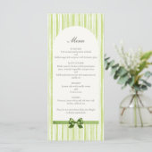 Citrus Groene Gestreepte Retro Bruiloft Menu (Staand voorkant)