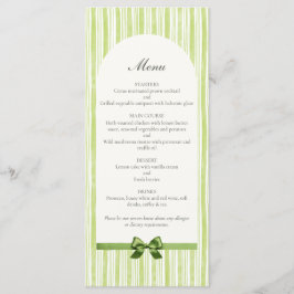 Citrus Groene Gestreepte Retro Bruiloft Menu