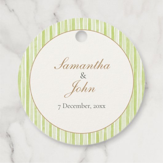Citrus Groene Gestreepte Retro Trouw Trouw Dank Je Bedankjes Labels (Achterkant)