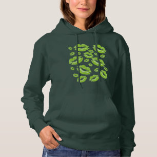 Citrus Groene Lippenprint Flirterig Plezierig Hoodie