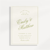 Citrus Groene Moderne Script Huwelijksuitnodiging Kaart