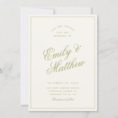 Citrus Groene Moderne Script Huwelijksuitnodiging Kaart (Voorkant)
