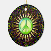 Citrus Groove Peace Sign Psychedelic Mandala Keramisch Ornament (Links)