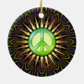 Citrus Groove Peace Sign Psychedelic Mandala Keramisch Ornament (Achterkant)