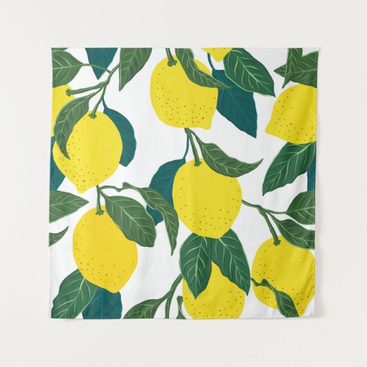 Citrus Hand getrokken  patroon Wandkleed (Voorkant)