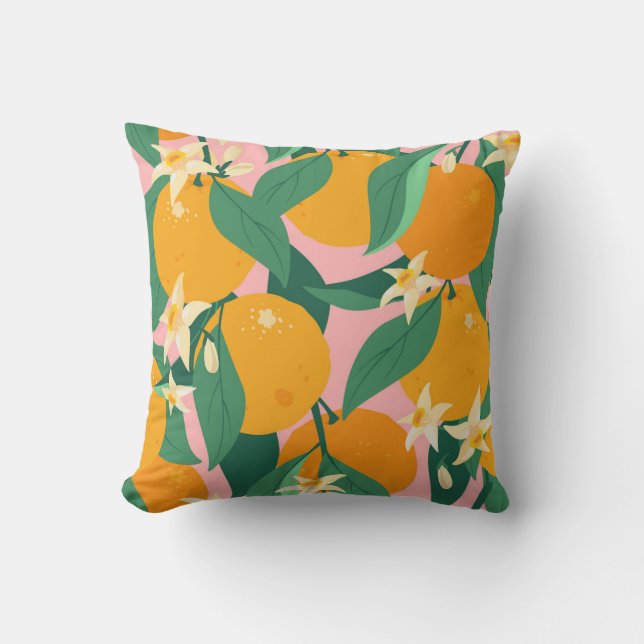Citrus handgetekende  stijl kussen (Voorkant)