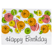 Citrus Happy Birthday-cadeautas, groot Cadeauzakje (Achterkant)