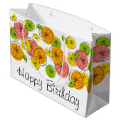 Citrus Happy Birthday-cadeautas, groot Cadeauzakje (Achterkant Gekanteld)