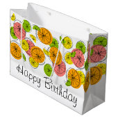 Citrus Happy Birthday-cadeautas, groot Cadeauzakje (Voorkant Gekanteld)