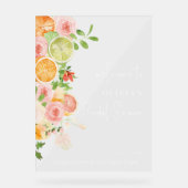 Citrus Helder Bruiloftsfeest Welkom Acrylaat Bord (Voorkant)