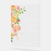 Citrus Helder Bruiloftsfeest Welkom Acrylaat Bord (Hoek)