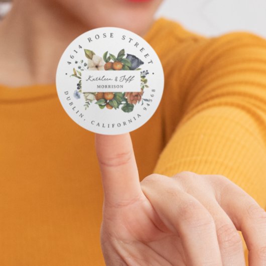 Citrus Herfst | Boho Botanisch Retouradres Ronde Sticker