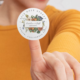 Citrus herfst | Botanisch retouradres Boho Ronde Sticker