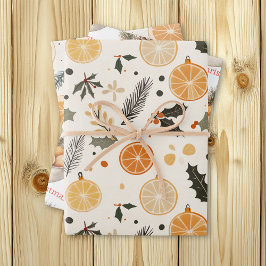 Citrus, Holly en Pine Naalden Gezellige Kerst Inpakpapier Vel
