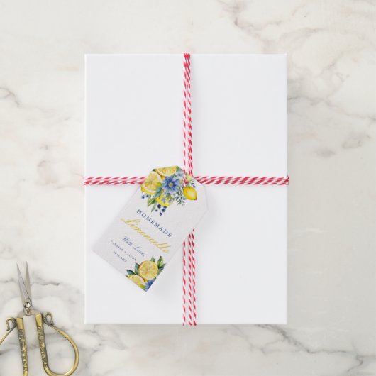 Citrus Homemade Limoncello Lemon Wedding Favoriete Cadeaulabel (Met Touw)