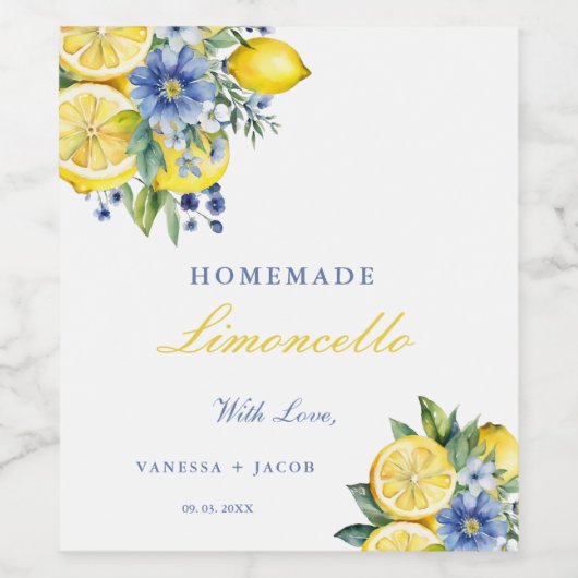 Citrus Homemade Limoncello Lemon Wedding Favoriete Wijn Etiket (Enkel label)